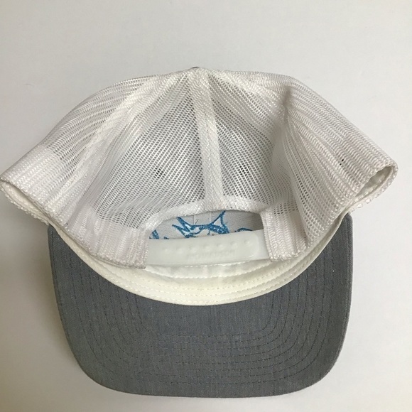 Get Reel Snapback Fishing Hat Cap Mesh Back Marlin Gray Aqua Blue Deep Sea FL - Picture 6 of 14